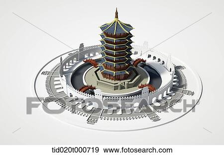 3D Chinese building figure View Large Photo Image Stock Photo - 3D Chinese building figure. Fotosearch