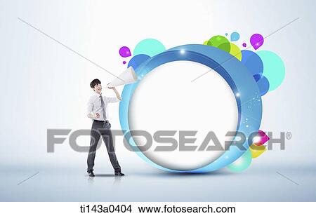 a business man next to an illustrated circle View Large Photo Image Picture - a business man next to an illustrated circle. Fotosearch