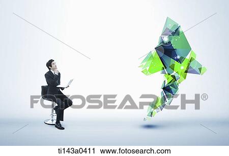 a business man next to an illustrated arrow up View Large Photo Image Stock Image - a business man next to an illustrated arrow up. Fotosearch