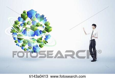 a business man next to an illustrated figure View Large Photo Image Stock Image - a business man next to an illustrated figure. Fotosearch