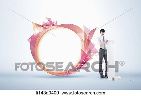 a business man next to an illustrated figure View Large Photo Image Stock Photo - a business man next to an illustrated figure. Fotosearch