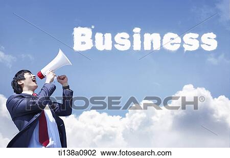 a business man shouting into an mega phone View Large Photo Image Stock Image - a business man shouting into an mega phone. Fotosearch