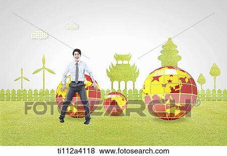a business man sitting on a red globe View Large Photo Image Stock Photo - a business man sitting on a red globe. Fotosearch