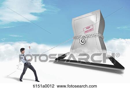 a businessman pulling safe with a chain View Large Photo Image Stock Image - a businessman pulling safe with a chain . Fotosearch