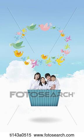 Stock Photography - a family in an illustrated cupcake form. Fotosearch