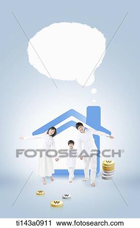 a family in front of a house View Large Photo Image Stock Image - a family in front of a house . Fotosearch