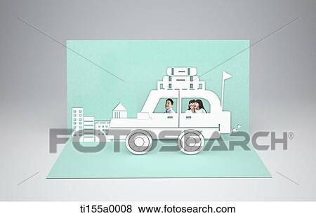 a family on illustrated car View Large Photo Image Stock Photo - a family on illustrated car. Fotosearch