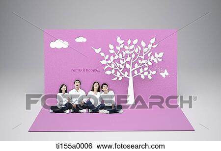 a family sitting on a illustrated card View Large Photo Image Stock Photograph - a family sitting on a illustrated card. Fotosearch