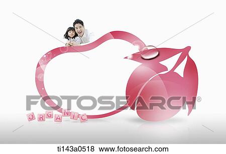 a father and a daughter next to an illustrated peach View Large Photo Image Stock Photo - a father and a daughter next to an illustrated peach. Fotosearch