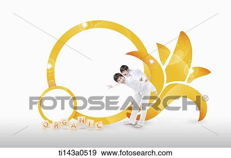 a father and a son next to an illustrated banana View Large Photo Image Stock Photo - a father and a son next to an illustrated banana. Fotosearch
