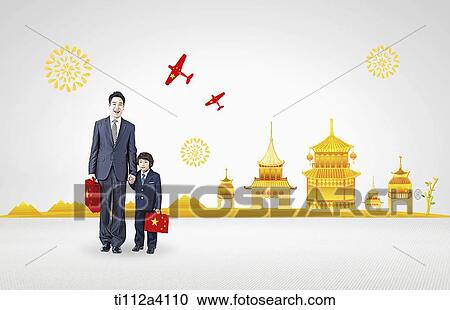 a father and son dressed in suits next to Chinese buildings View Large Photo Image Stock Image - a father and son dressed in suits next to Chinese buildings. Fotosearch