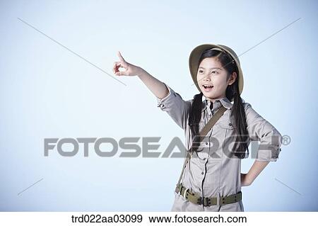 a girl dressed as an explorer View Large Photo Image Stock Photo - a girl dressed as an explorer. Fotosearch