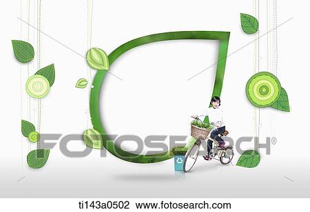 a girl riding bike next to illustrated leaves View Large Photo Image Stock Image - a girl riding bike next to illustrated leaves. Fotosearch