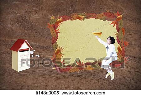 a girl sitting in a frame of leaves View Large Photo Image Stock Photography - a girl sitting in a frame of leaves. Fotosearch