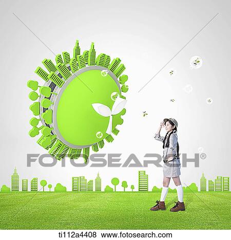 a girl walking on a green land View Large Photo Image Stock Photo - a girl walking on a green land. Fotosearch