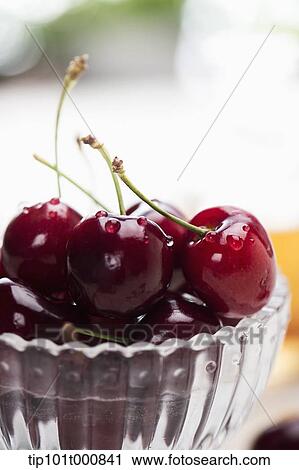 Stock Image - a glass with cherries . Fotosearch