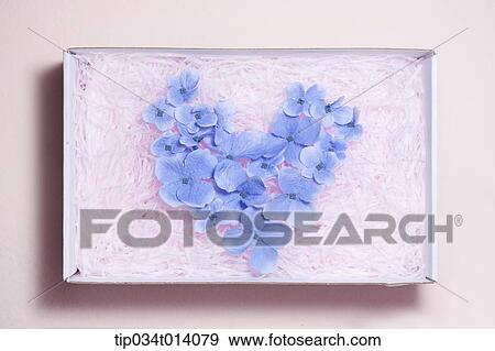 Stock Photo - a heart shape inside a box filled with flowers . Fotosearch