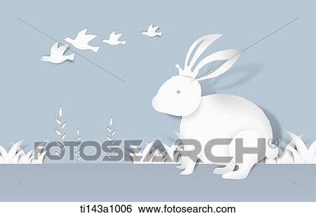 Stock Photograph - a illustratedrabbit in the field. Fotosearch