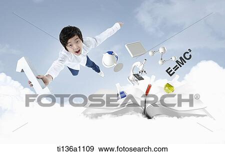 a kid fling in the sky with number one icon in the hand View Large Photo Image Stock Photo - a kid fling in the sky with number one icon in the hand. Fotosearch