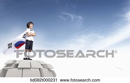 a kid wearing a cape with Korean flag design View Large Photo Image Stock Image - a kid wearing a cape with Korean flag design. Fotosearch