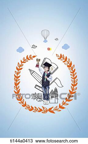 a kid with graduation hat View Large Photo Image Stock Image - a kid with graduation hat. Fotosearch