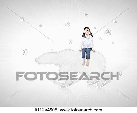 a kid with illustrated polar bear View Large Photo Image Stock Photo - a kid with illustrated polar bear. Fotosearch