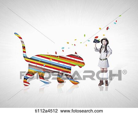 a kid with illustrated tiger View Large Photo Image Stock Image - a kid with illustrated tiger. Fotosearch