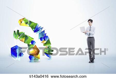 Stock Photograph - a man next to illustrated figures. Fotosearch