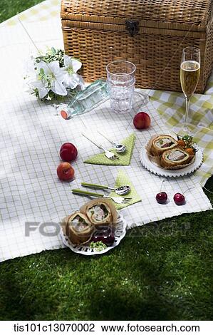 a picnic set spread out on a sheet View Large Photo Image Stock Image - a picnic set spread out on a sheet. Fotosearch