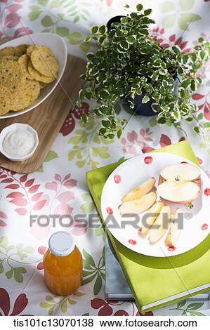 Stock Photo - a picnic set spread out on a sheet. Fotosearch