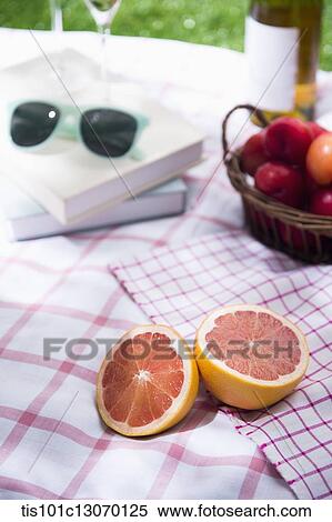 Stock Photography - a picnic set spread out on a sheet. Fotosearch