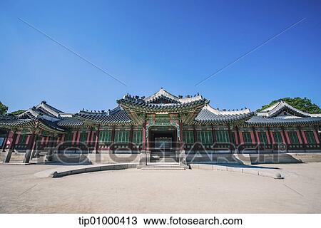 Stock Image - a traditional Korean building. Fotosearch