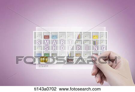 a woman holding a credit card with text smart shopping View Large Photo Image Stock Image - a woman holding a credit card with text smart shopping. Fotosearch