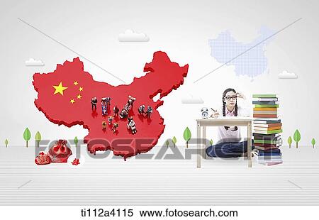 a woman sitting next to a shape of china View Large Photo Image Stock Photography - a woman sitting next to a shape of china. Fotosearch