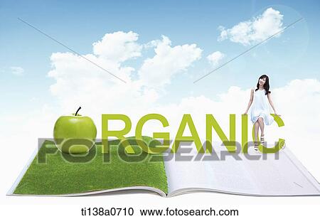 a woman sitting on the word organic View Large Photo Image Stock Image - a woman sitting on the word organic. Fotosearch