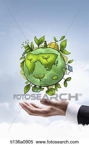 an illustrated globe floating above a hand View Large Photo Image Stock Photography - an illustrated globe floating above a hand. Fotosearch