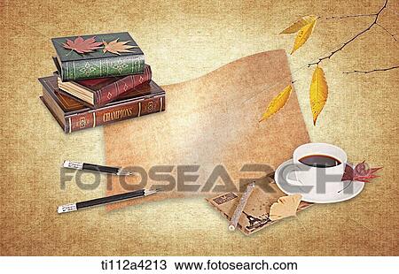 an illustration of a coffee cup and a pile of books View Large Photo Image Stock Image - an illustration of a coffee cup and a pile of books. Fotosearch