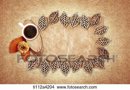 an illustration of a coffee cup and leaves View Large Photo Image Picture - an illustration of a coffee cup and leaves. Fotosearch