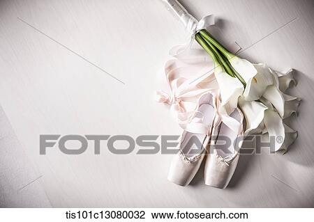 ballet shoes and bundle of flowers View Large Photo Image Stock Image - ballet shoes and bundle of flowers. Fotosearch