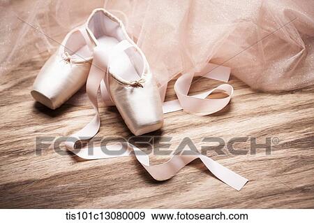ballet shoes on a wooden floor View Large Photo Image Stock Photo - ballet shoes on a wooden floor. Fotosearch