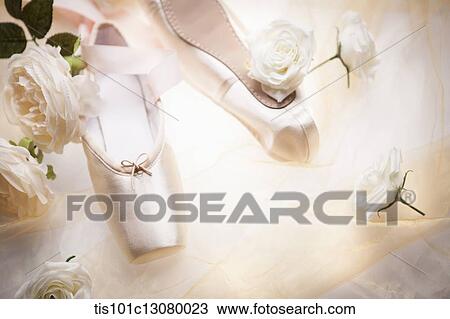 Stock Image - ballet shoes with flowers. Fotosearch