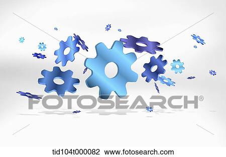 Stock Image - blue flowers in 3D angles in white background . Fotosearch