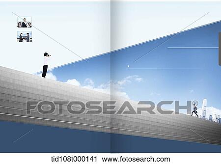 booklet template featuring businessman on top of arrow View Large Photo Image Stock Image - booklet template featuring businessman on top of arrow. Fotosearch