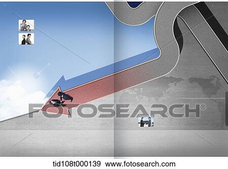 booklet template featuring businessmen sitting on buildings View Large Photo Image Stock Photo - booklet template featuring businessmen sitting on buildings. Fotosearch