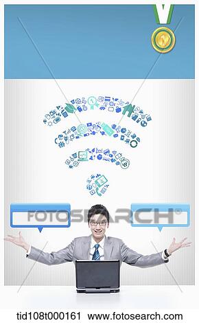 Stock Image - booklet template related to business and WI-FI. Fotosearch