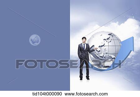 Stock Image - business booklet template featuring business people in illustrated background . Fotosearch