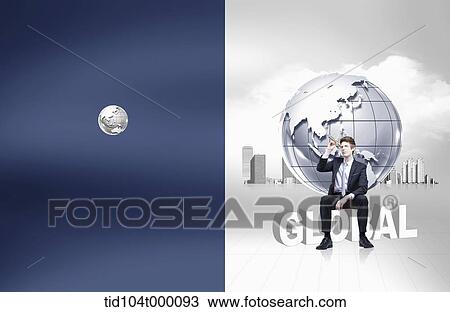 Stock Image - business booklet template featuring business people in illustrated background . Fotosearch
