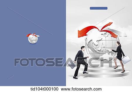 Stock Image - business booklet template featuring business people in illustrated background . Fotosearch
