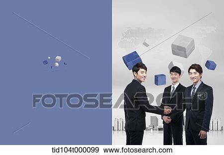 Stock Photo - business booklet template featuring business people in illustrated background . Fotosearch