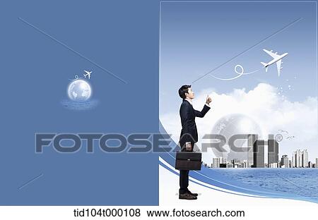 Stock Photo - business booklet template featuring business people in illustrated background . Fotosearch